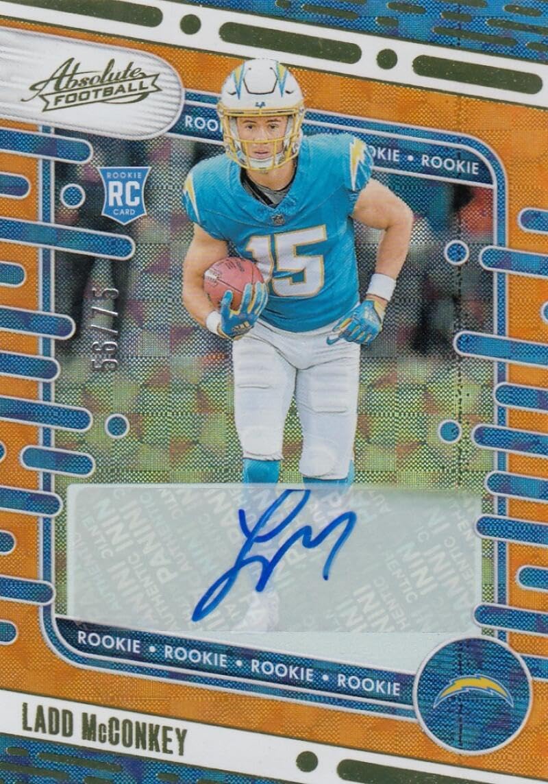 Football Trading Card 2024 Panini Absolute Signature Orange Mosaic #134 Ladd McConkey NM Near Mint Auto 56/75 LA Chargers