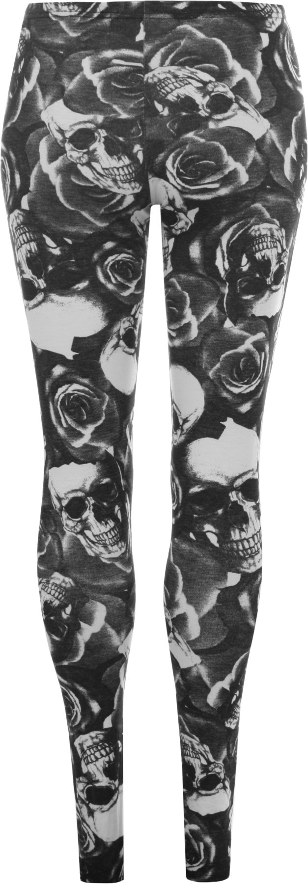 Wearall Women's Black Plus Size Skull Pirate Print Long Leggings White - 24/26