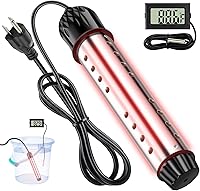 FIVECUBS 1500W Immersion Water Heater with Digital Thermometer, Auto Shut-Off & 304 Stainless Steel Guard for Pools, Tubs & Buckets