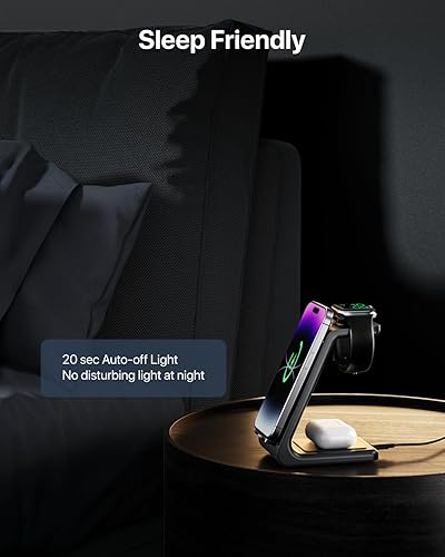 Miniatura 12 de Intoval Estación de carga inalámbrica, cargador 3 en 1 para Apple iPhone/iWatch/Airpods, iPhone 13, 12, 11 (Pro, Pro Max)/XS/XR/XS/X/8 (Plus)