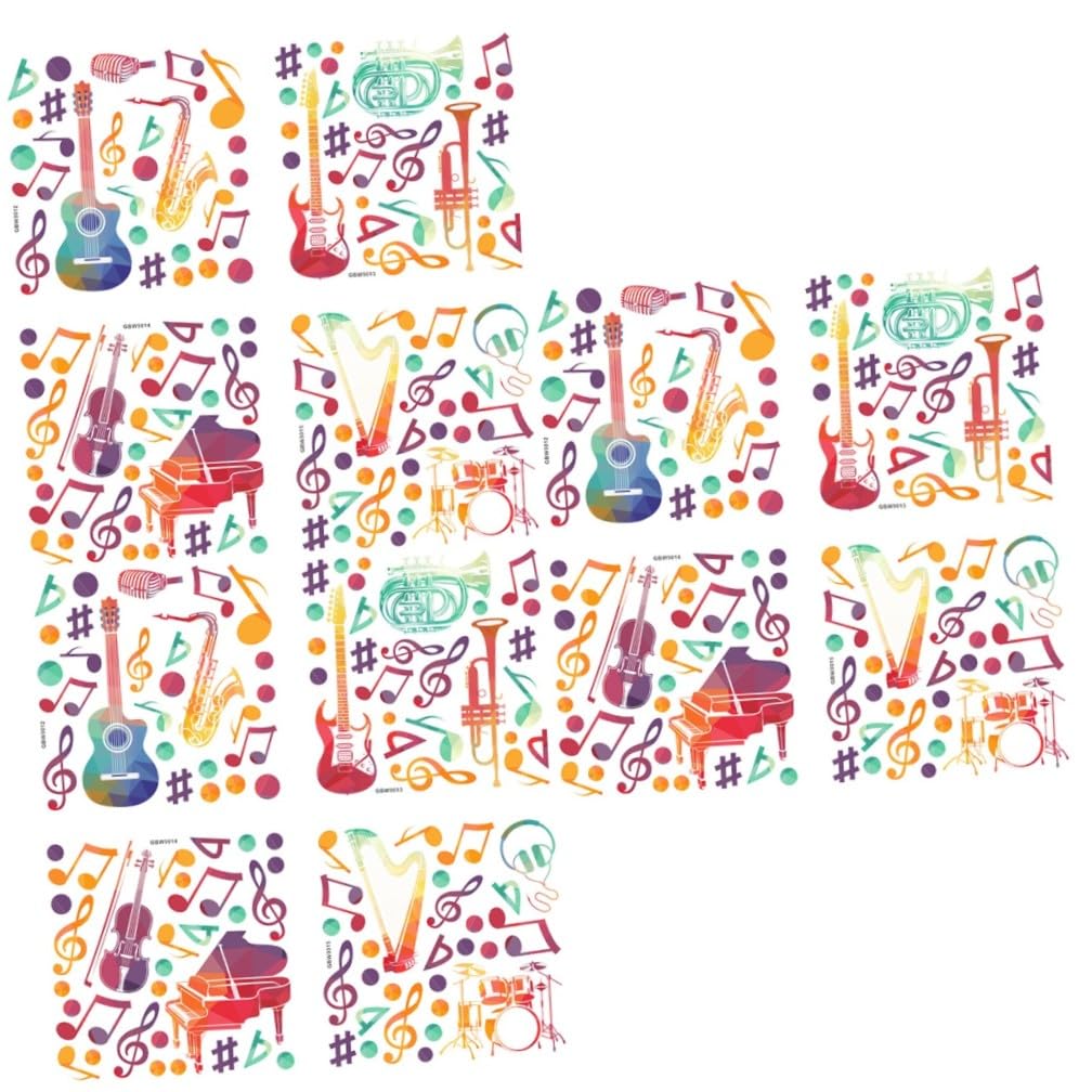 VILLCASE 3 Ensembles Sticker Mural Musique Autocollant Décoratif Note De Musique Décoration Murale Musicale Papier Peint Décoration Murale Notes De Autocollants 4 Pièces * 3