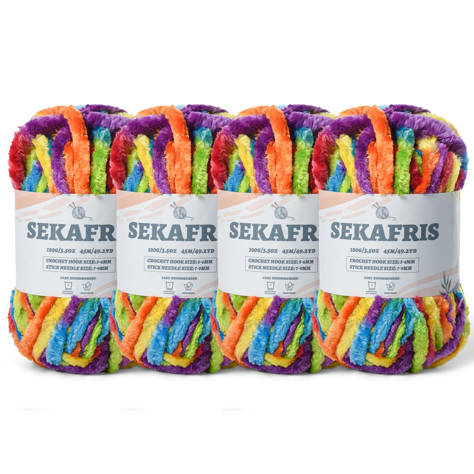 Chenille Velvet Soft Yarn Rainbow 4 Pack