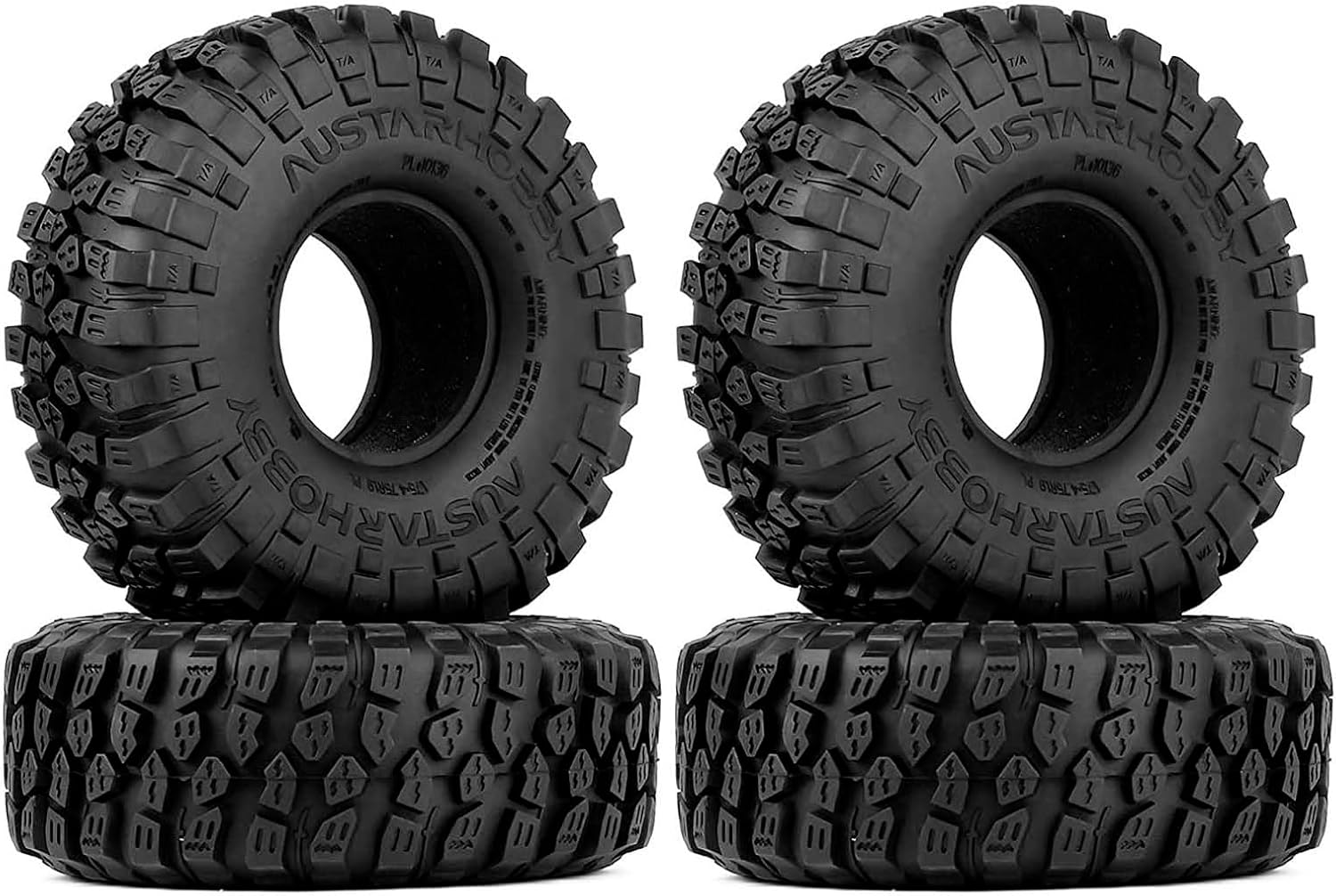 1.9 inch Crawler Tires Rubber Tyres with Foam Inserts for SCX10 AXI03007 D90 D110 Tamiya CC01 TRX-4 1/10 RC Crawler （105mm)