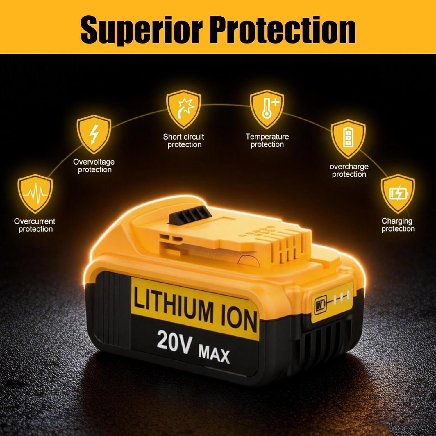 Upgraded 2Pack 8000mAH Replacement for Dewalt 20v Max Battery Compatible with Dewalt Battery DCB208 DCB207 DCB206 DCB204 DCB203 DCB201 DCB200 DCB181 DCB180, LED Charge Indicator