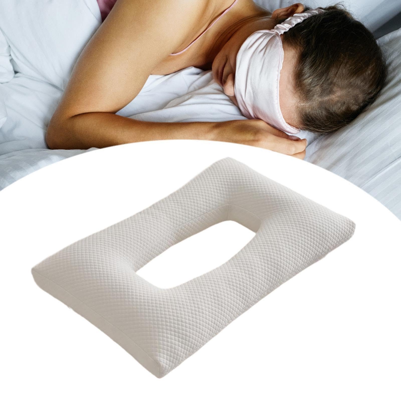 ATORSE Ear Piercing Pillow with Ear Hole for Headphones Wearing Earrings Sleep White 3