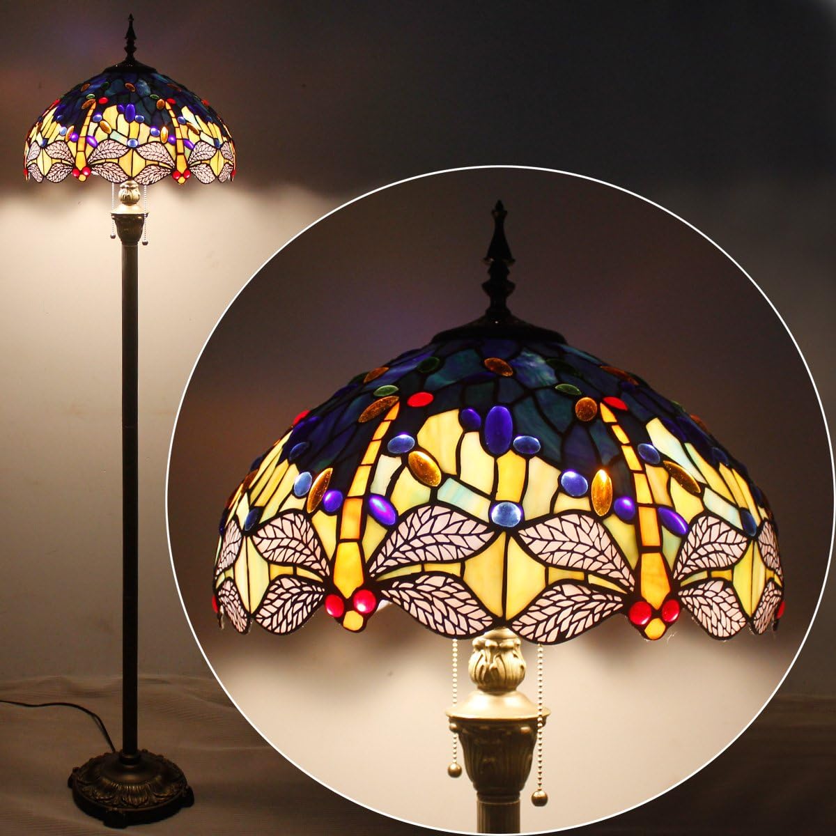 Up To 40% OFF Tiffany Lamp Shade Replacement W16H7 Inch Sea Blue Stained Glass Dragonfly Lampshade for Table Lamps Floor Lamp Ceiling Fixture( 3 Hooks )Pendant Hanging Light S128 WERFACTORY Home Office Decoration New Arrivals Tiffany Lamp Shade Replacement W16H7 Inch Sea Blue Stained Glass Dragonfly Lampshade for Table Lamps Floor Lamp Ceiling Fixture( 3 Hooks )Pendant Hanging Light S128 WERFACTORY Home Office Decoration