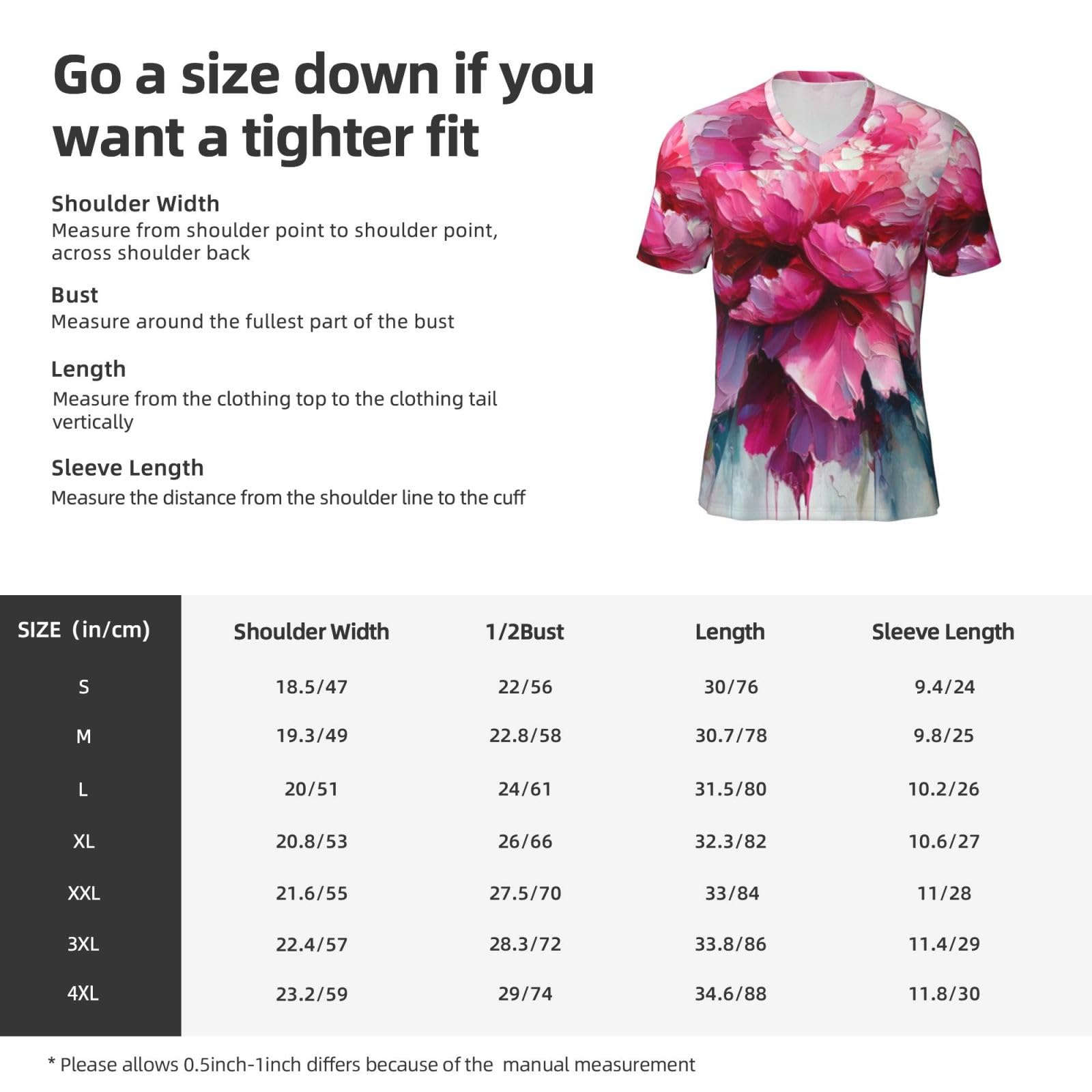 Stylish Athletic Sports Jersey Peony-Flower-Painting Men's Rugby Jersey 3X-Large