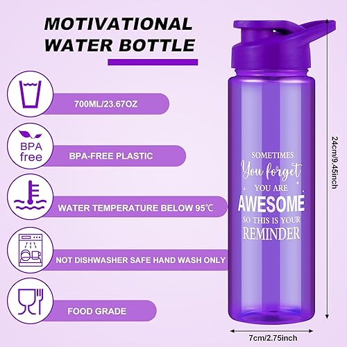 Miniatura 2 de Tanlade Paquete de 16 botellas de agua de plástico de 24 onzas con asa, botella de agua deportiva a prueba de fugas, para empleados, compañeros de