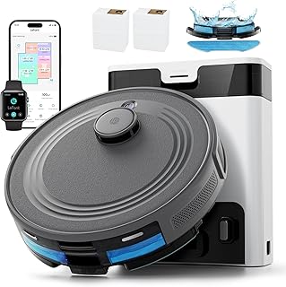 Lefant M2 Pro Robot Aspirateur Laveur 6000Pa avec Station Vidage Automatique Poussière,Navigation Laser avec Cartographie,Nettoyage Personnalisé, Évitement d'obstacles PSD, Idéal pour Poils d'animaux