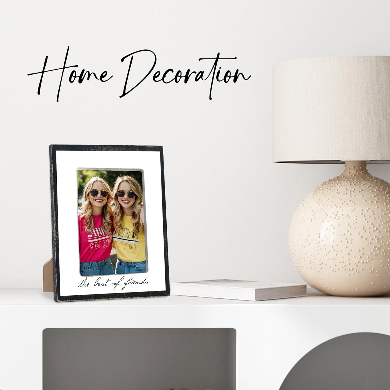 The Best Of Friends Wooden Photo Frame For 4" x 6" Picture - Farmhouse Tabletop Picture Frame With Stand For Home Office Decoration - Friendship Gift For Friends,BFF - A06 - Image 4