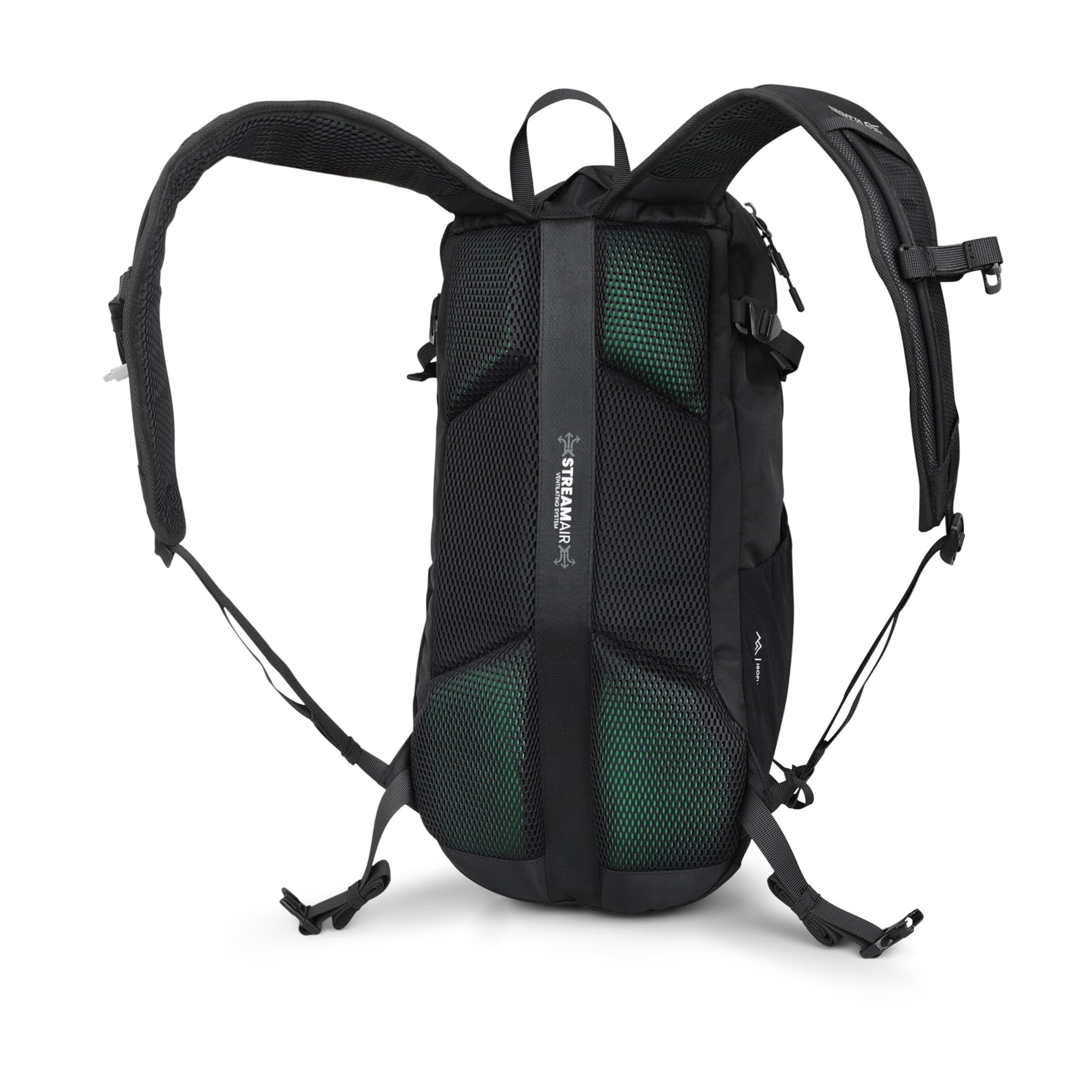 Regatta Blackfell - Mochila reflectante con soporte de marco de metal, perfecta para caminar, senderismo, camping y senderismo, Black, M, Casual