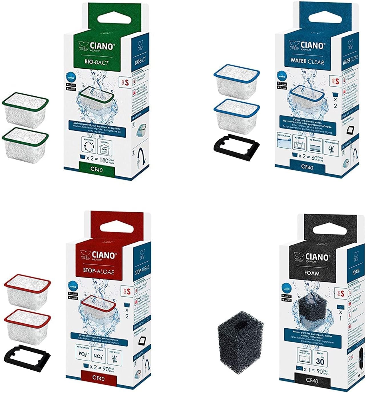 AQUARIUM FILTER MEDIA REPLACEMENT SET - SMALL / CF40