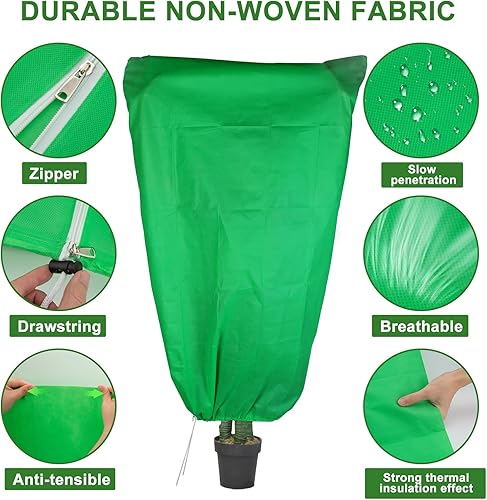 Miniatura 10 de SPORTYOUTH Paquete de 4 cubiertas para plantas con protección contra la congelación de 23.6 x 23.6 pulgadas, bolsa de 2.2 onzas con cordón de