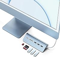 Vista 2 de Satechi Hub USB C para escritorio, concentrador USB C con 3 puertos de datos USB-A 3.0, lectores de tarjetas micro/SD, concentrador USBC