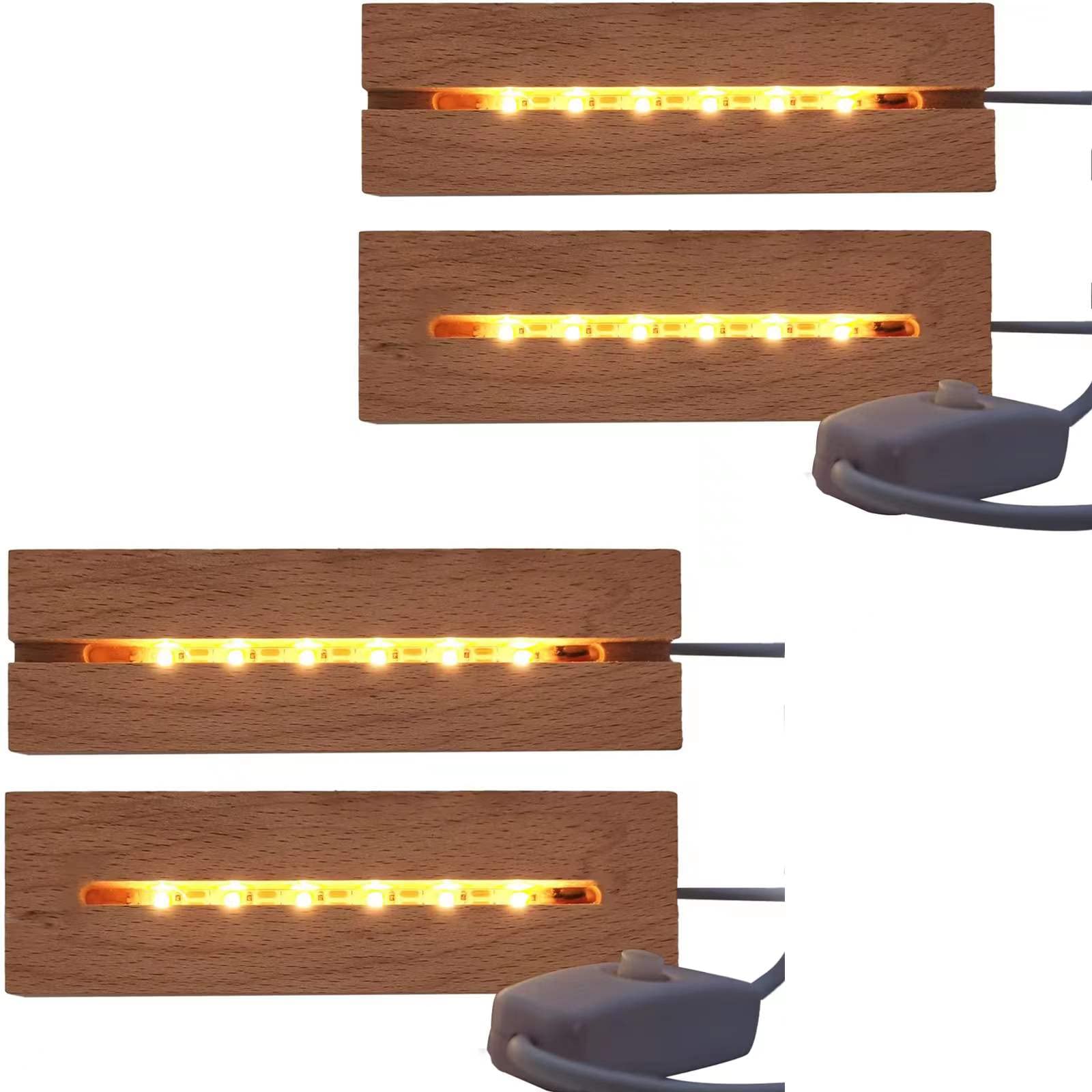 Base de madera con luces LED de 6 pulgadas para iluminar y lucir resina o cristales