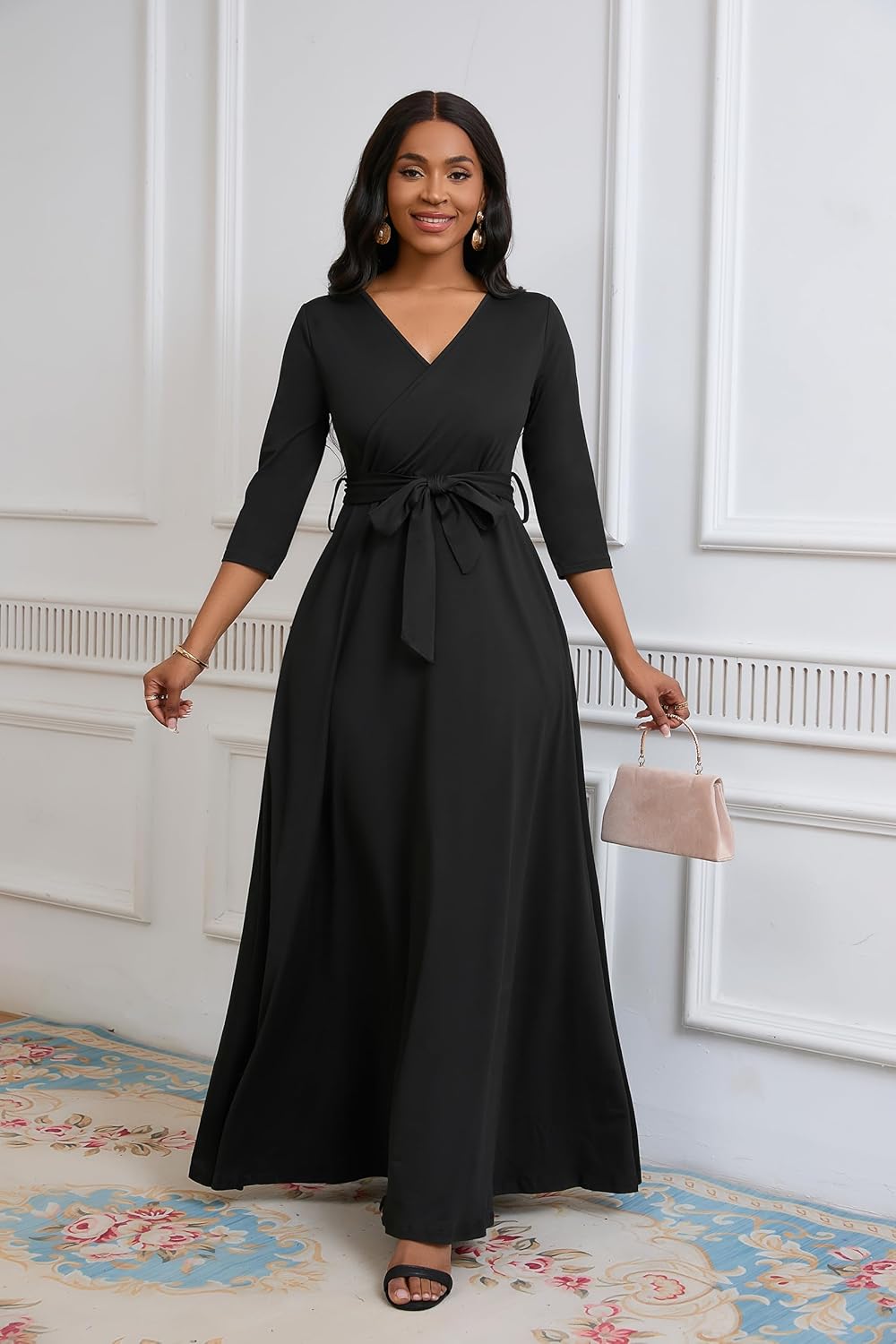 pnpednde Women's Casual Sexy V Neck 3/4 Sleeves Club wear Party Outfits - Image 3