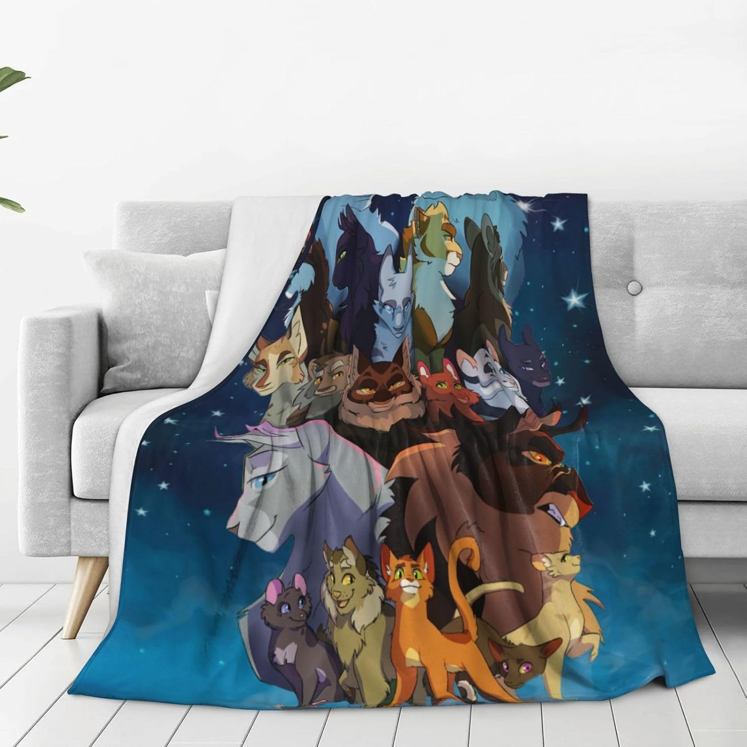 Warriors Cats Blanket Soft Cozy Fleece Throw Blanket Plush Lightweight Warm Fuzzy Flannel Blankets and Throws for Boys Girls Adults Couch Sofa Bed 60"X50"