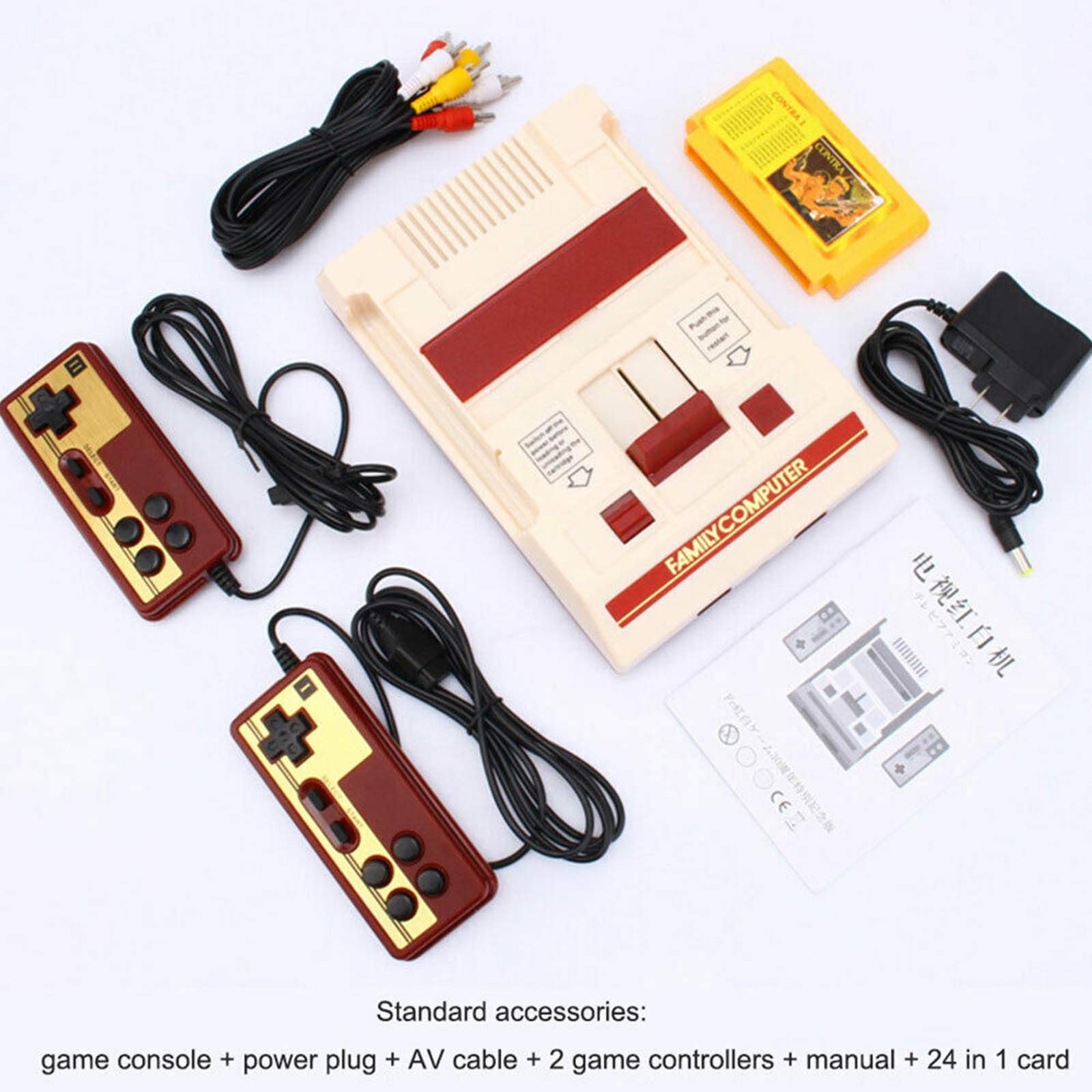 24 In 1 Magic Family Computer Famicom Retro Jeu,Console Fc Card Double Yellow Card Tv Console De Jeu Nintendo Rs-37 Avec 2 Contrôleurs Classiques