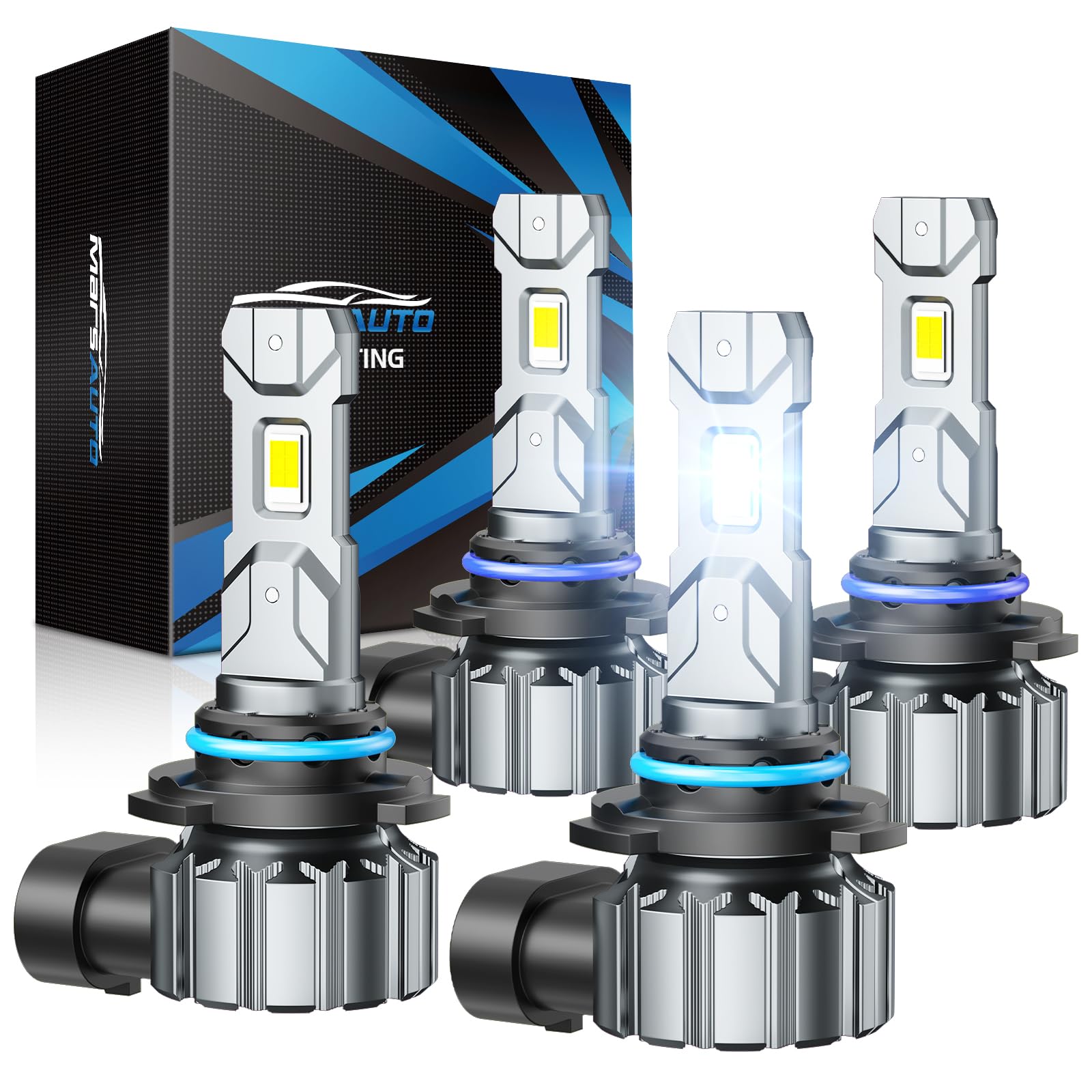 Marsauto M1S 9005+9006 180000LM Fanless LED Bulbs 6000K Cool White, 4-pack