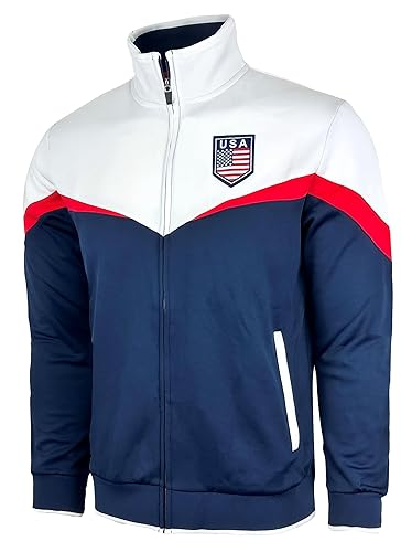 Men's USA Track Jacket, U.S Full Zip Sweater Jacket With