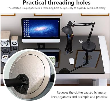 Tempered Glass Computer Desk,Modern Office Desk with Top & Z-Shaped Metal Frame,Sturdy Writing Table Study Desk,Gaming for Home Workstation