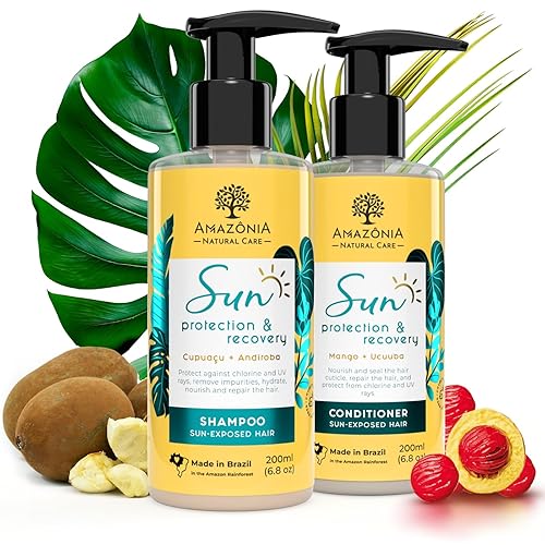 All Natural Sun Protection & Recovery Champú y acondicionador  Protección UV Restore Shampoo & Conditioner  Sin parabenos ni sulfatos con Cupuacu, disponible en Yaxa Peru