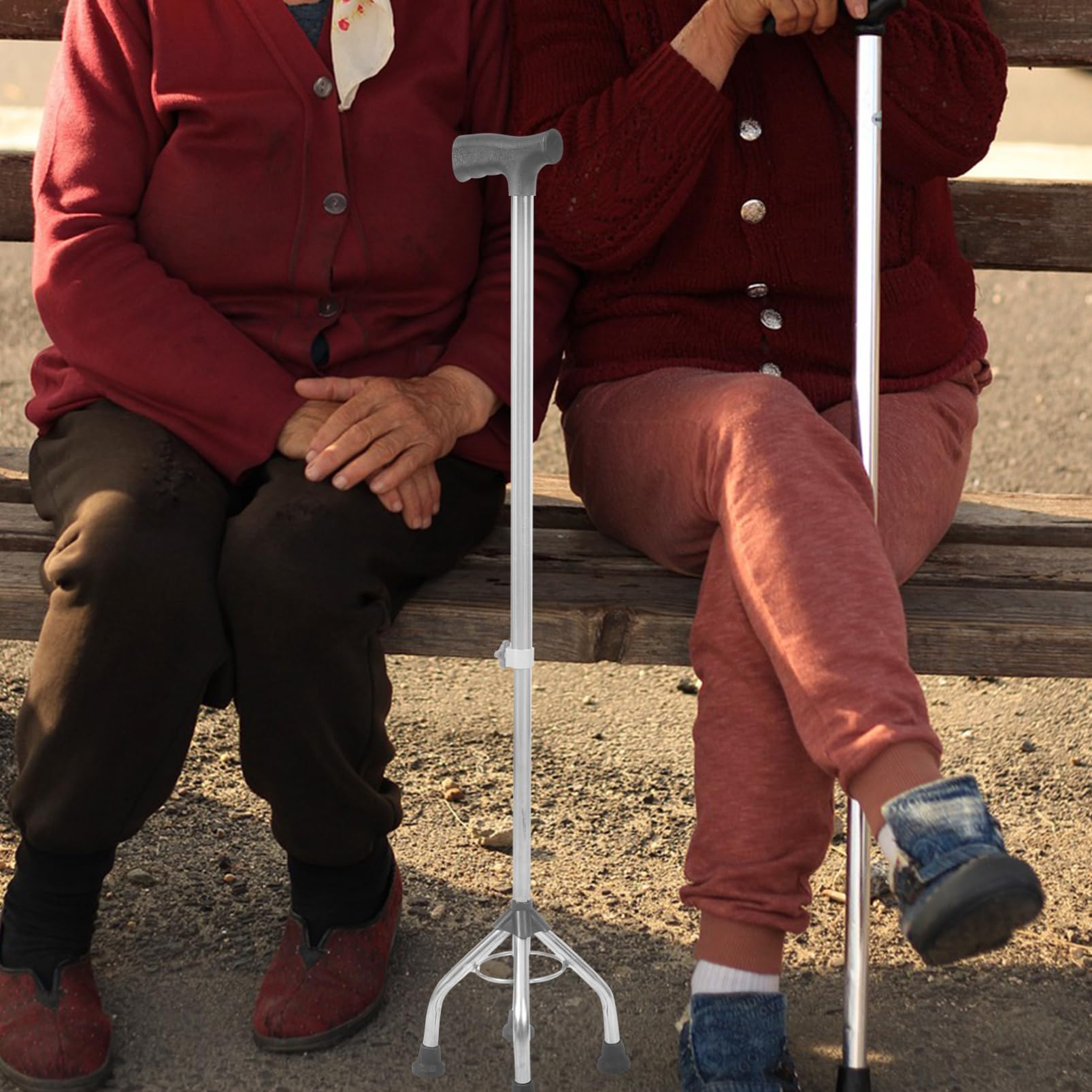 Bastone Quadripode Antiscivolo in Lega di Alluminio per Anziani | Leggero e Stabile, Design Ergonomico, Uso Outdoor e Camminata Quotidiana
