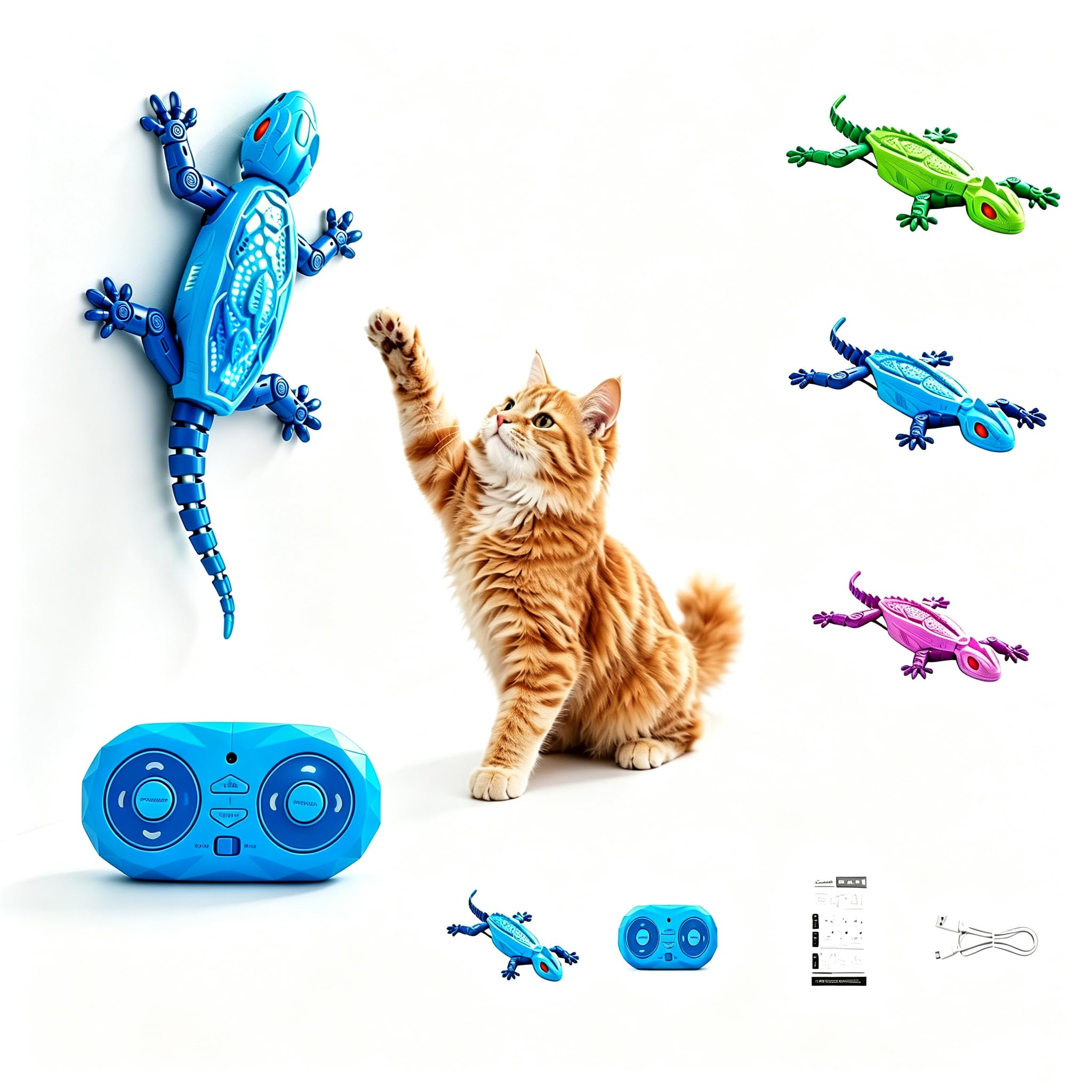 Remote Control Climbing Gecko Toy for Cats, Interactive Electronic Toy, Funny Moving Simulation Design, Stimulates Pet Hunting Instinct, Provides Long-Lasting Entertainment To Reduce Cat Boredom