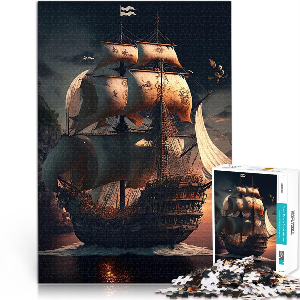 puzzle 2000 pezzi per adulti nave pirata Giocattoli che creano dipendenza e sfidano l'intelligenza del cervello gioco di sfida unico 70x100cm