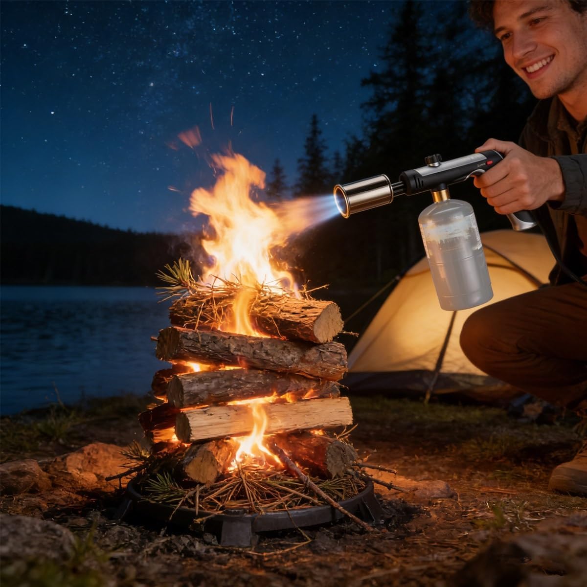 Powerful Propane Torch Gun, Flame Thrower Gun, Culinary Torch Lighter, Kitchen Cooking Torchs with Adjustable Flame & Safety Lock, for Searing Steak, Sous Vide, BBQ and DIY