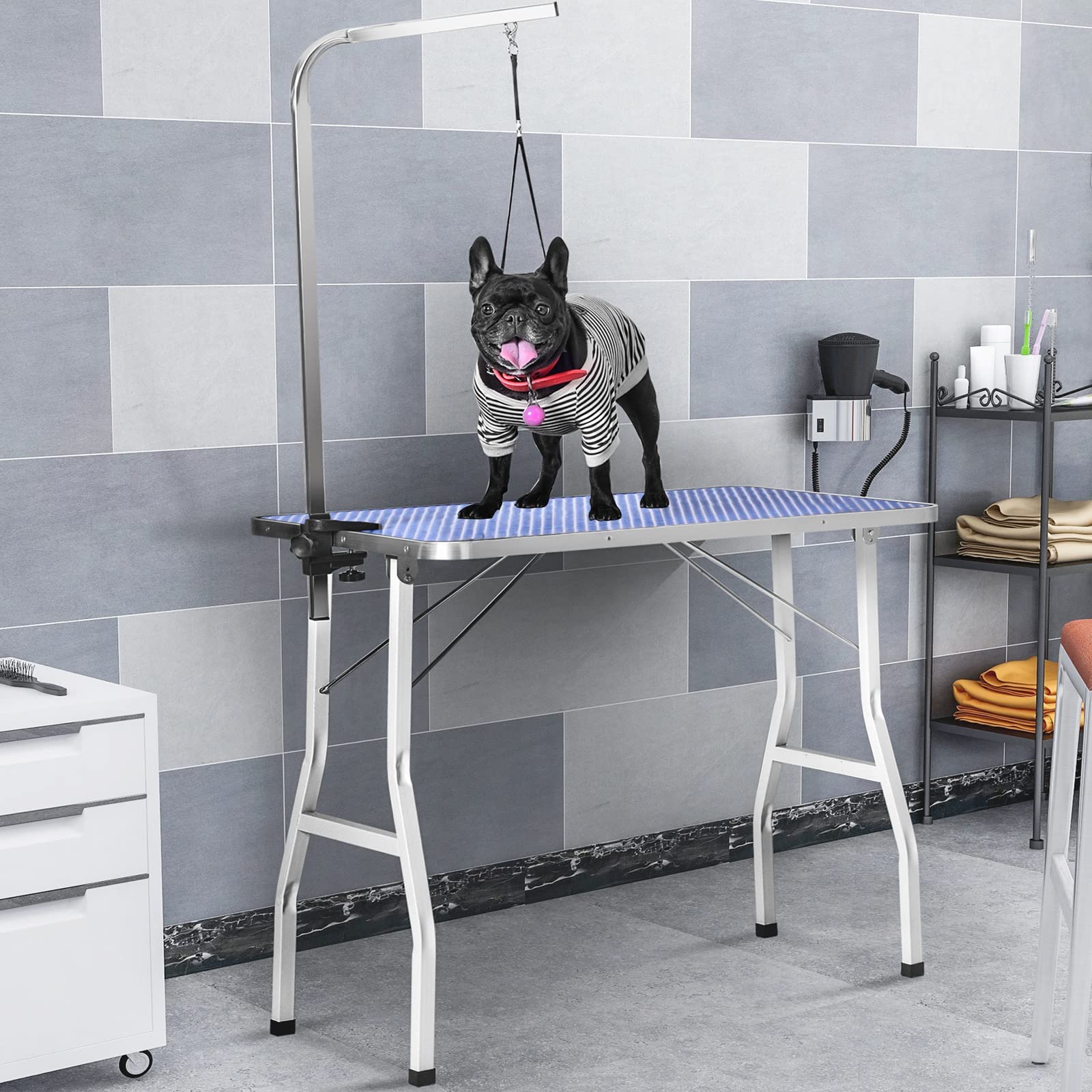 折り畳み式 小型犬~中型犬用 トリミングテーブル ブルー