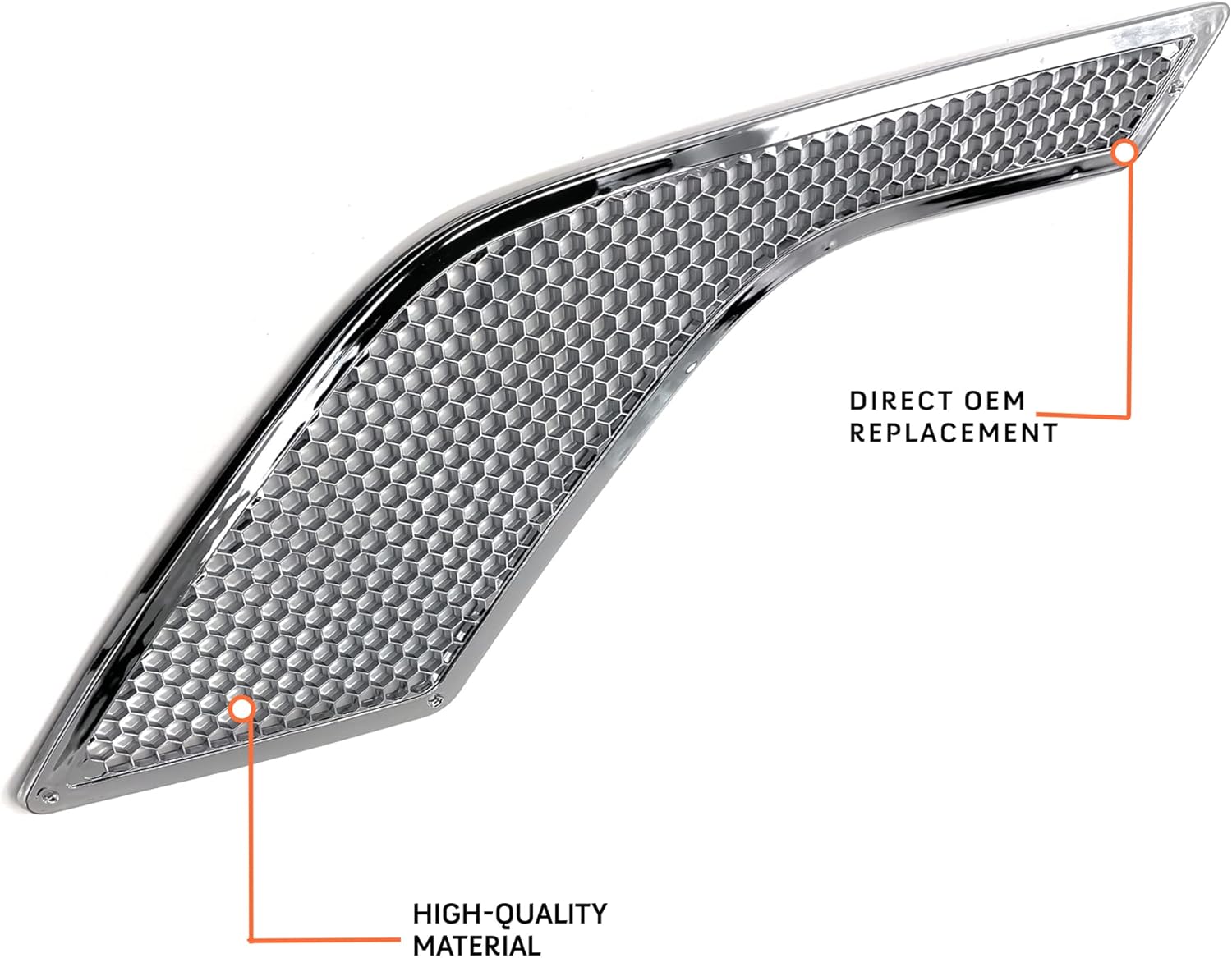 TORQUE Replacement Chrome Side Hood Air Intake Grill Grille for 2003-2017 Volvo VNL Semi Trucks Driver Left Side LHD (TR018-L)