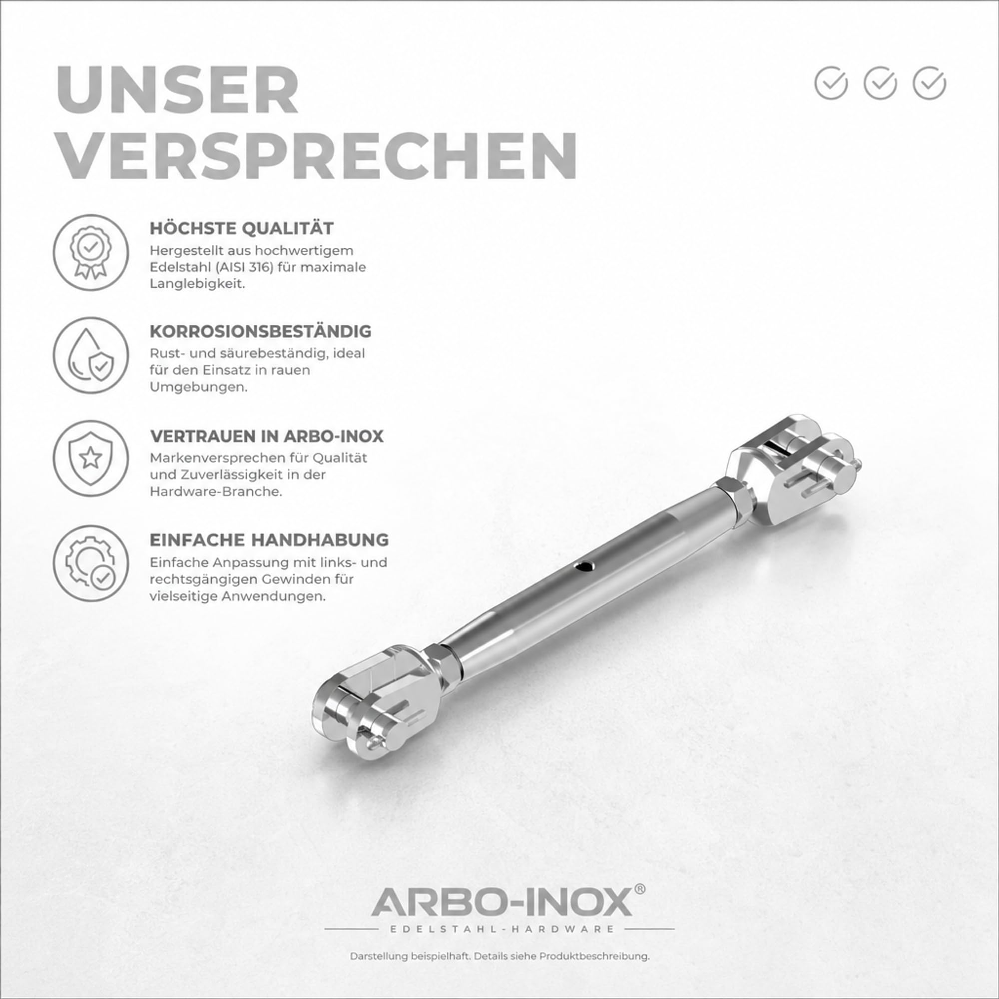 Tenditore a doppia forcella chiusa, in acciaio inox A4