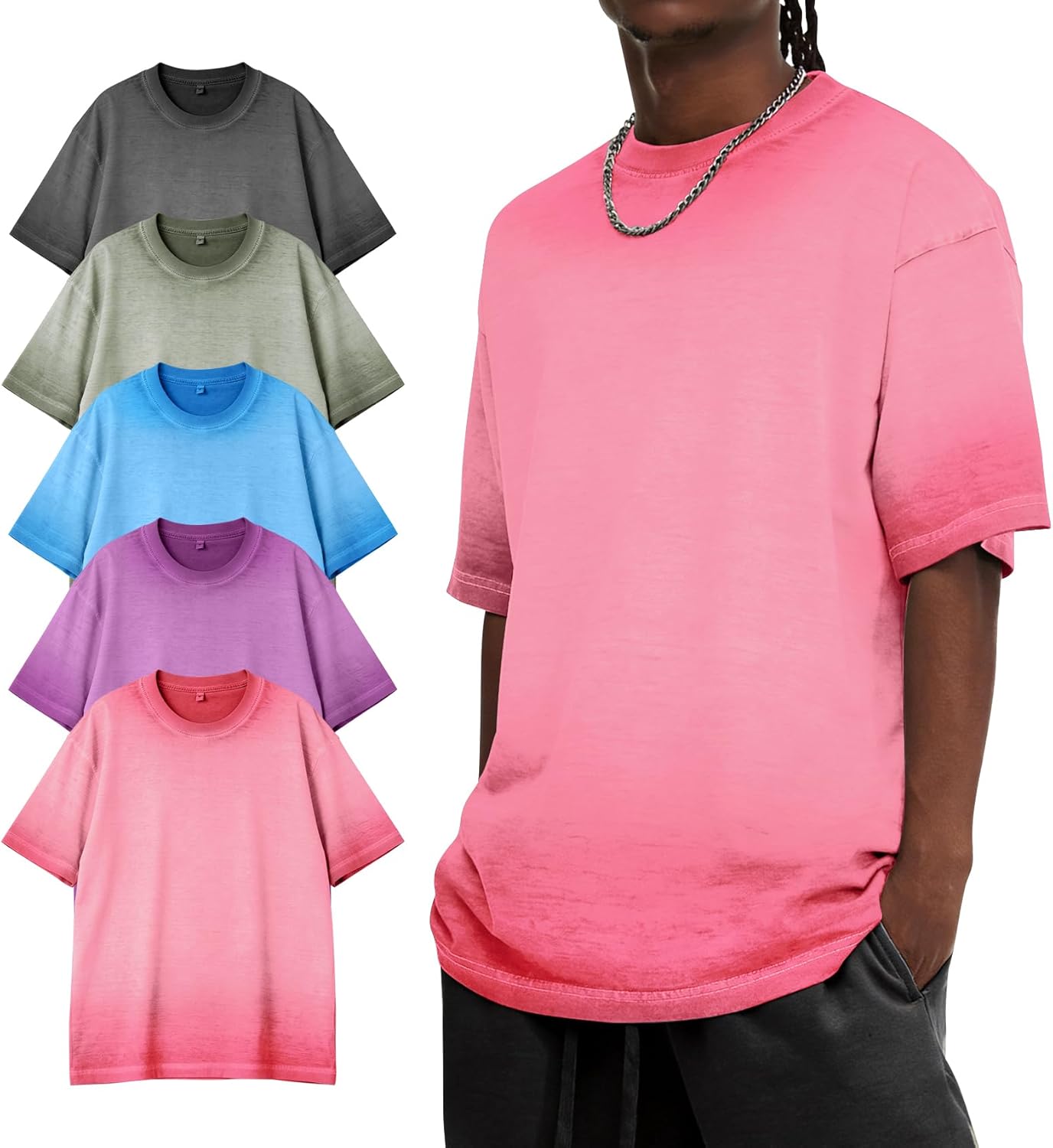 Eisctnd Oversized T-Shirts for Men Women - Cotton Loose Fit Baggy Vintage Casual Streetwear Gym Workout Unisex Tee
