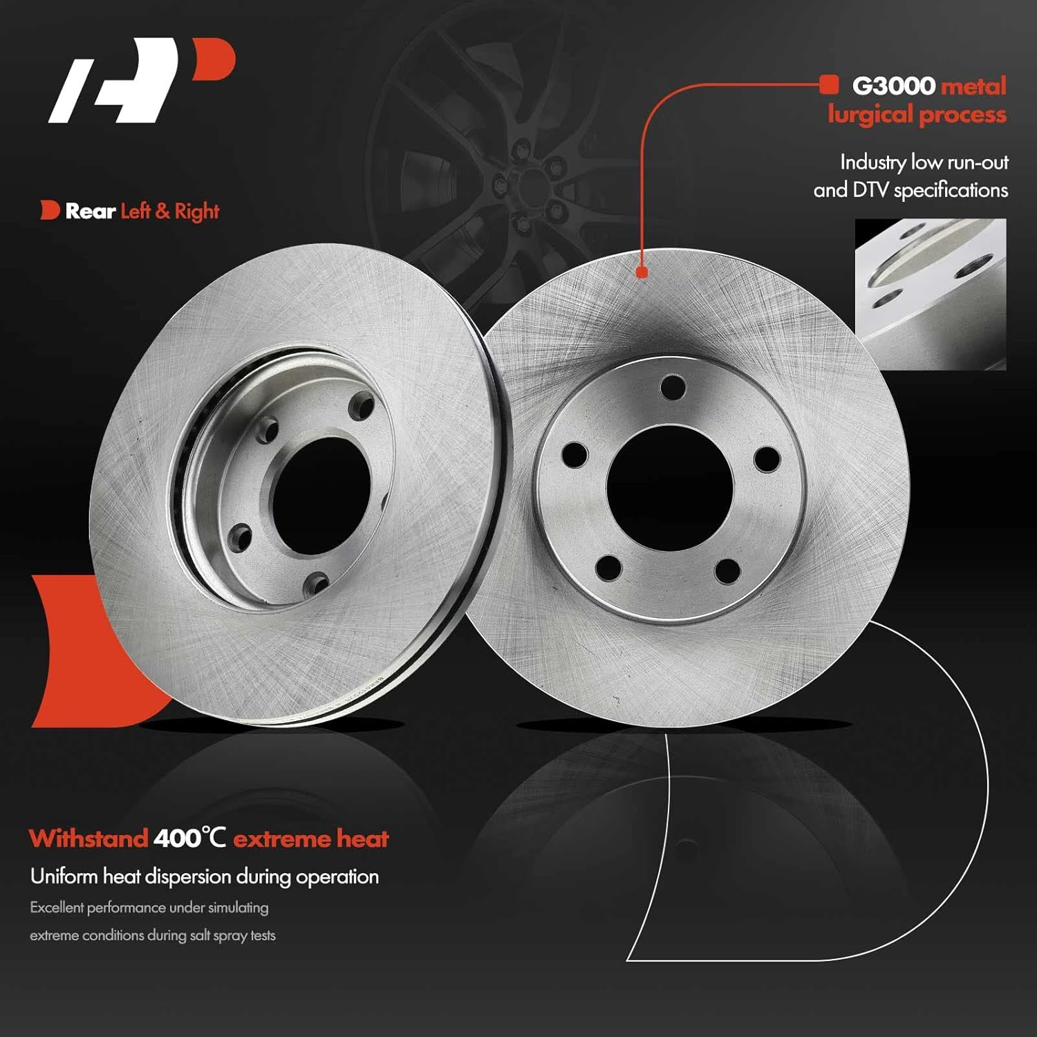 A-Premium Front Vented & Rear Solid Disc Brake Rotors + Ceramic Pads Kit Compatible with Select Mazda Models - 3 2005 2006 2007 2008 2009 2010 2011 2012 2013, 12-PC Set