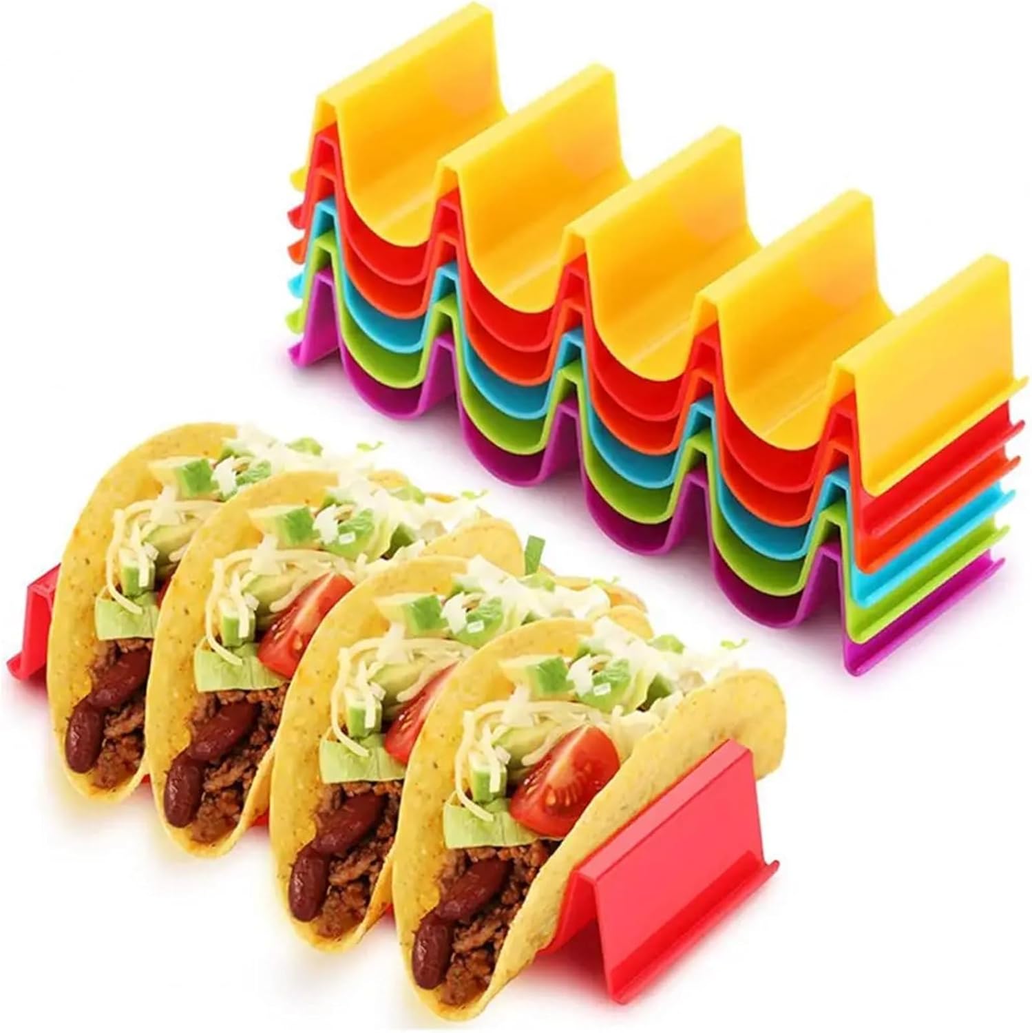 taco holder 25pcs Mexican Roll Rack Taco Holder Tortilla Pancake Stand for Soft/Hard Shells, Street Taco Rack with Plates(Blue)