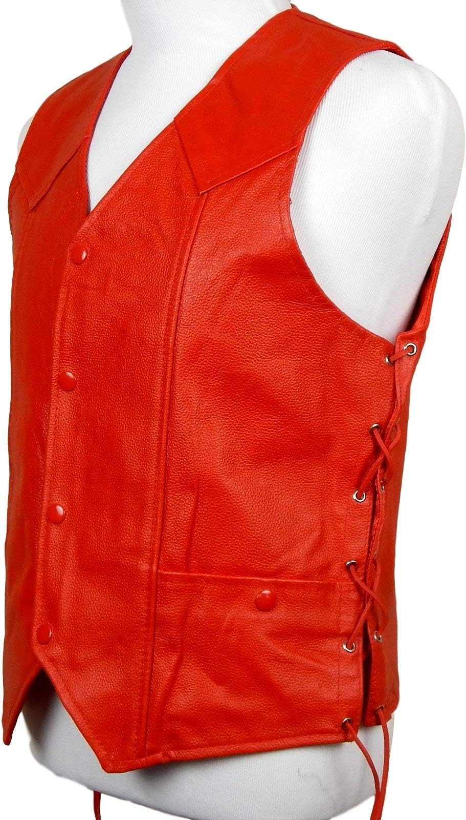 PWVestsPWVests Traditional Style Motorcycle Vest with Lace Unisex Size 2XL Red | Chest: 48 In | Length: 24.5 In