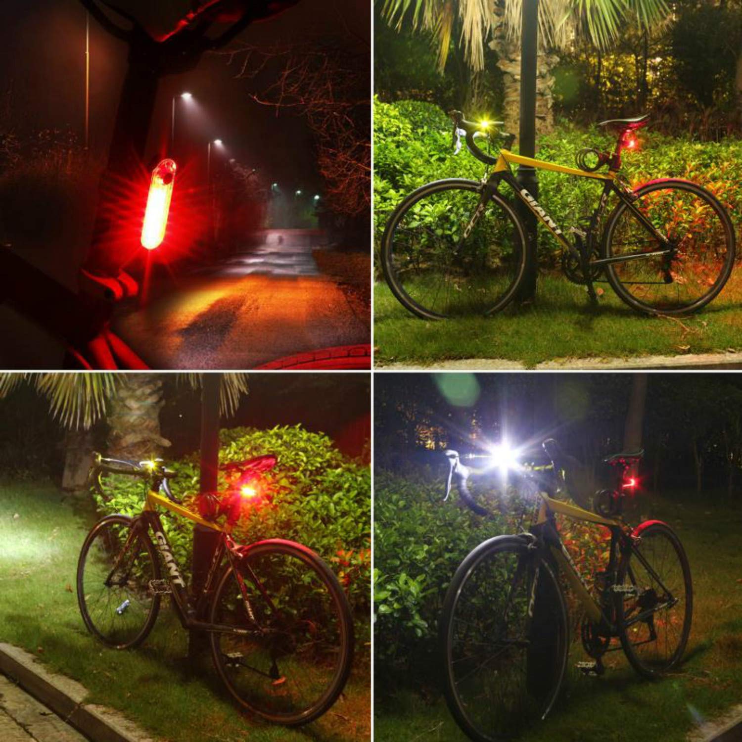 Luce posteriore per bicicletta (2 pezzi), luce di sicurezza USB ricaricabile ultra brillante LED rosso facile da installare ad alta intensità per bici da strada, caschi