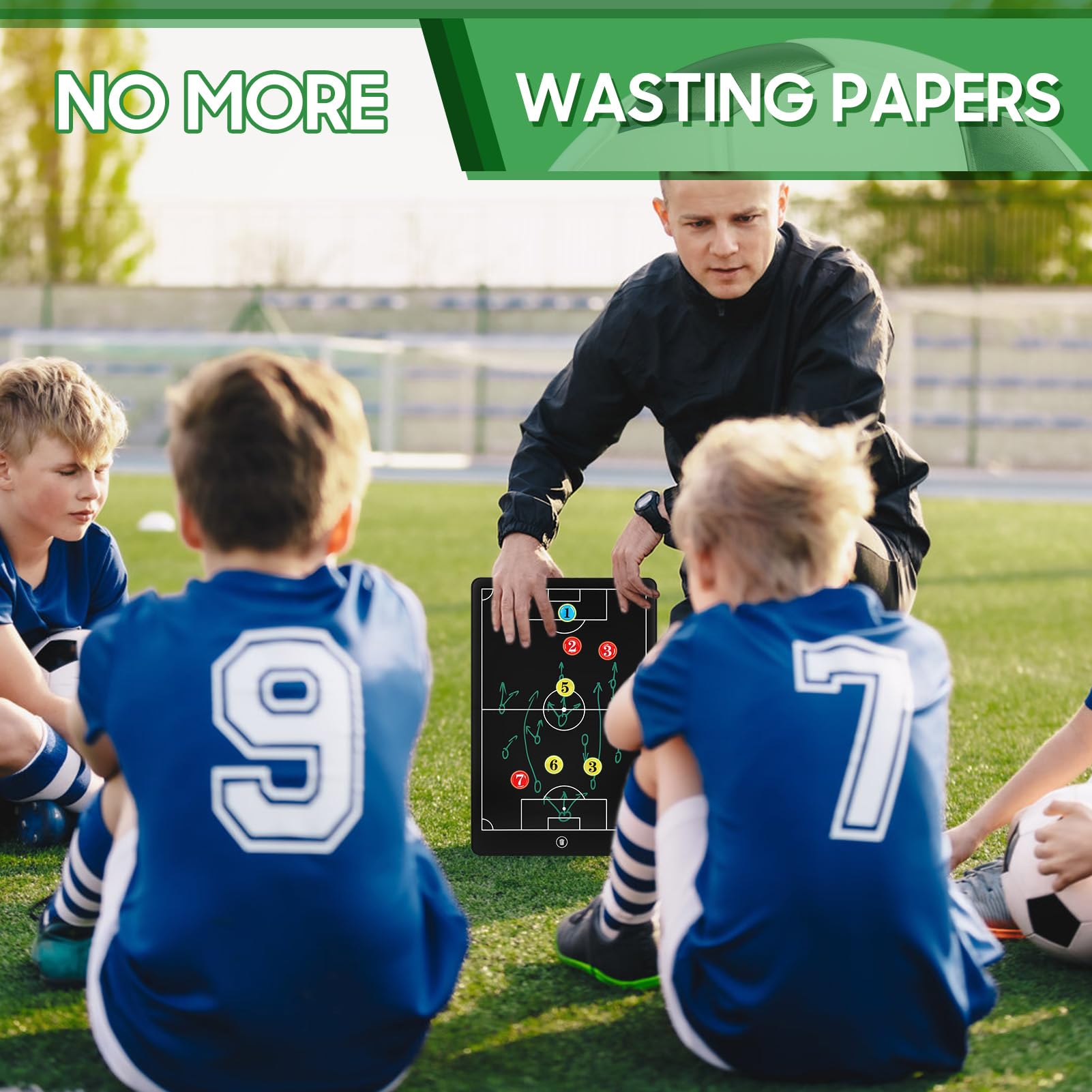 Tablero de tácticas LCD 16 pulgadas fútbol, electrónico mejorado, bloc escritura táctico magnético marco ABS, impermeable resistente caídas con bolígrafo