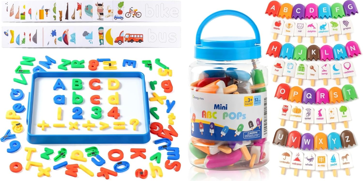 Magnetic Letter and Number Trays， ABC Popsicles – Alphabet Learning Toys, Educational Magnetic Trays for Classroom, Kids White Boards for Learning & Fun (9.5" x 13") - Blue