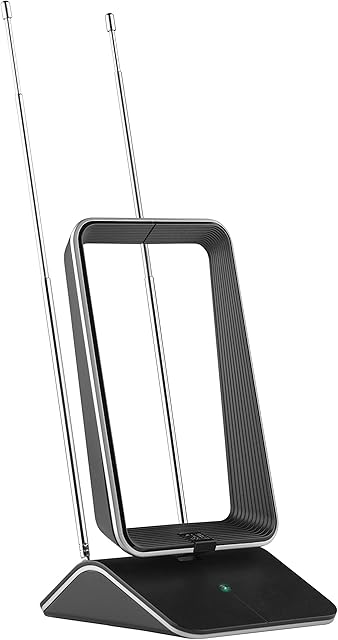 One For All Amplified Indoor Digital TV Aerial - Ready to receive Freeview and Analogue TV Signals within a range of 15 miles  4K Ultra HD Ready - HDTV Antenna  UHF/VHF  black - SV9465
