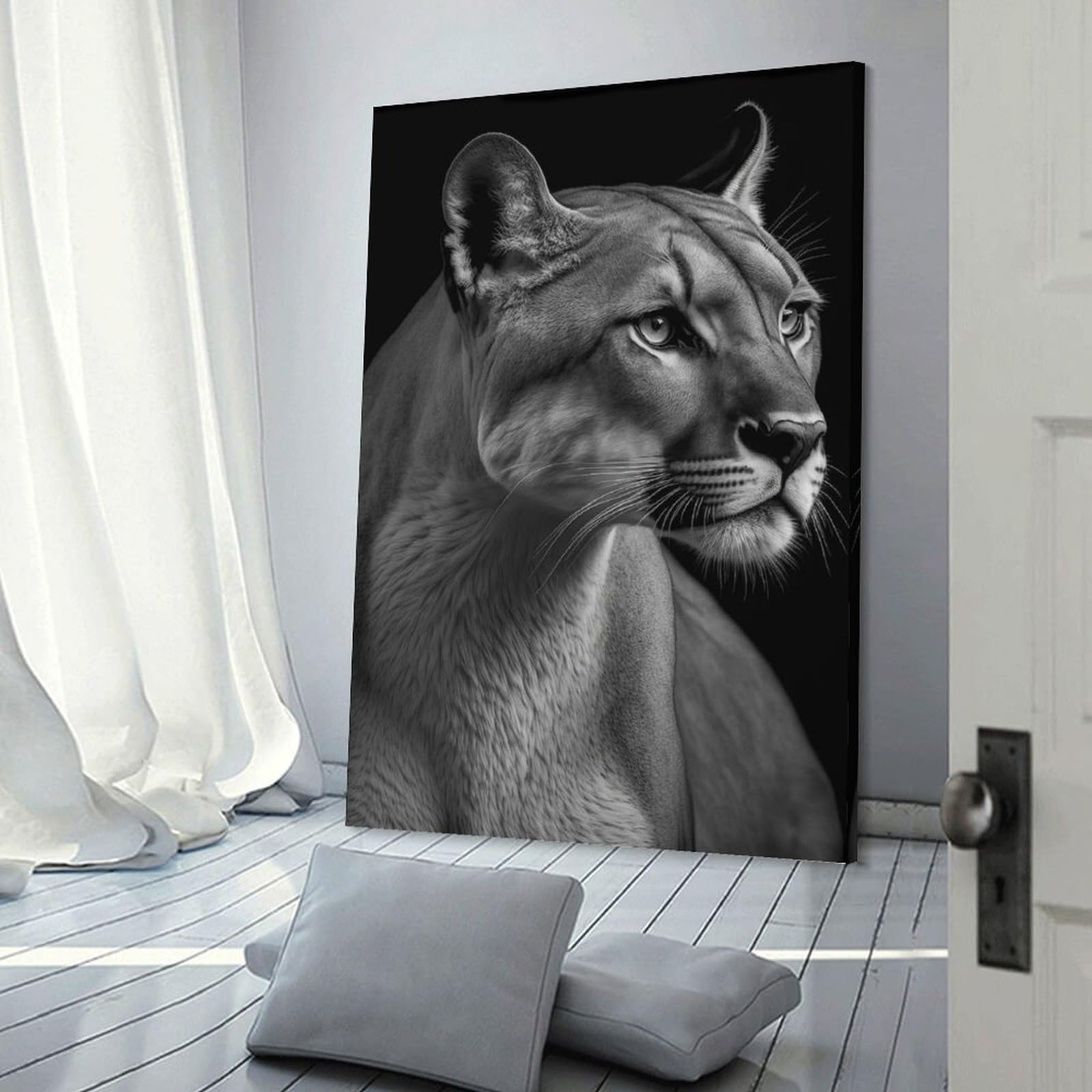 Junmoney Portrait of A Puma Wall Picture Print 20x30inch(50x75cm), for Lounge Decor, Offices Or Entryway Styling, Versatile Wall Decor for Many Rooms