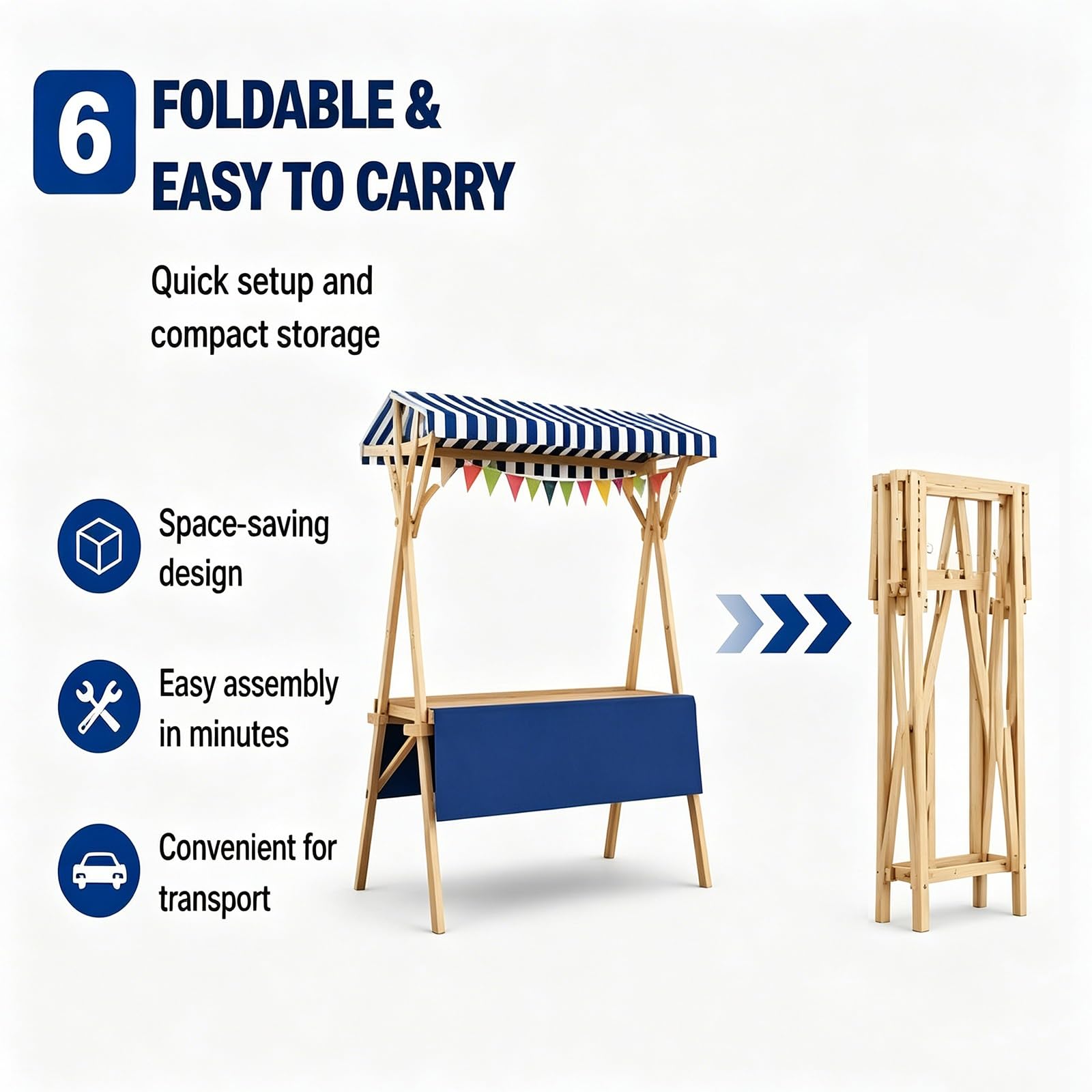 Bancarella Mercato Pieghevole con Tettoia, Carrello Vendita Portatile | Stand Vendita Esterno Portatile, Stand Espositivo Esterno Pieghevole con Parasole(Orange,150cm/59in)