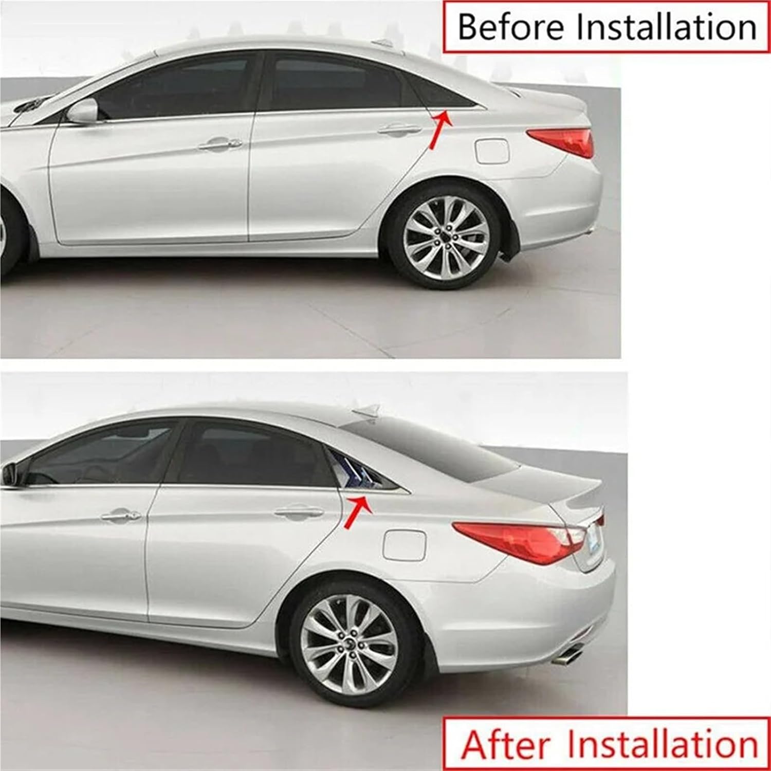 Car Glass Louver Cover Trim Compatible with Hyundai Sonata 2011 2012 2013 2014 Exterior Window Side Door Panel ABS