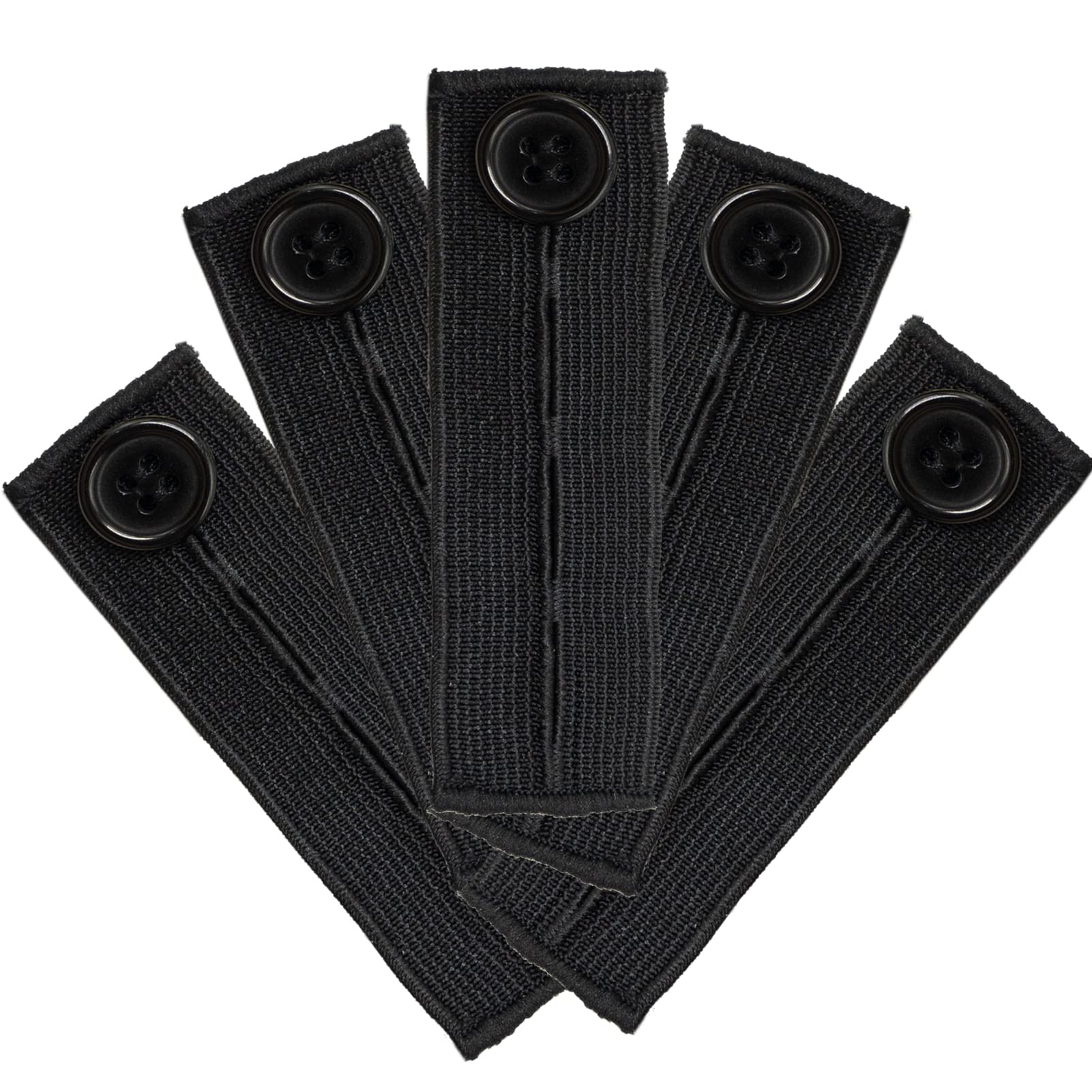 Lamxd Women's Black 5Pcs Adjustable Waist Extender, Elastic Waist Extender, Button Extender Pants Waist Extension For Trousers Jeans Pregnant Trousers