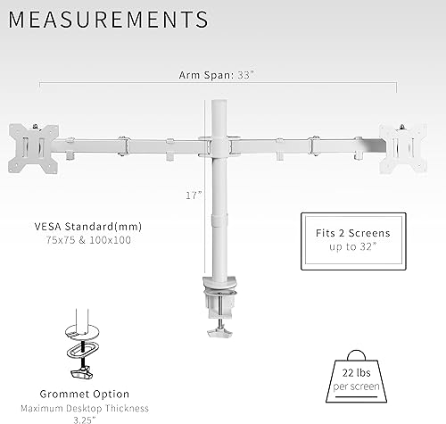 Vista 41 de VIVO Soporte de escritorio para monitor ultra ancho doble, soporte de acero totalmente ajustable, capacidad para 2 pantallas de computadora de hasta