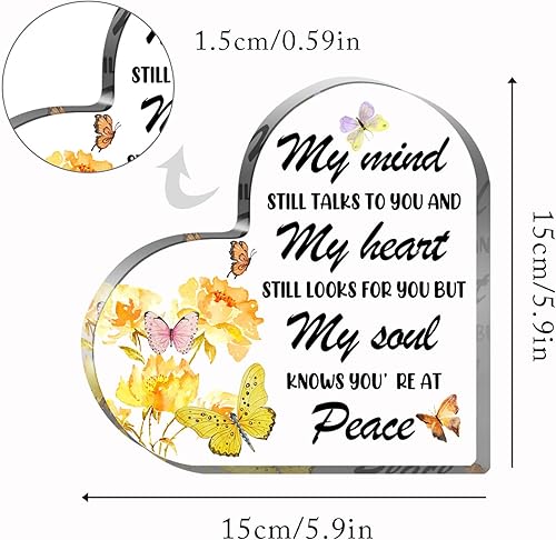Miniatura 2 de Regalos de condolencias, forma de corazón de acrílico, decoraciones conmemorativas de recuerdo de pisapapeles para la pérdida de un ser querido,