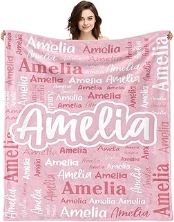 Urijk Personalised Baby Blankets Custom Blankets with Name for Baby Boys Girls Full Name Throw Blanket for Newborn Toddler Personalised Gifts for Birthday Baby Shower Christmas (D)