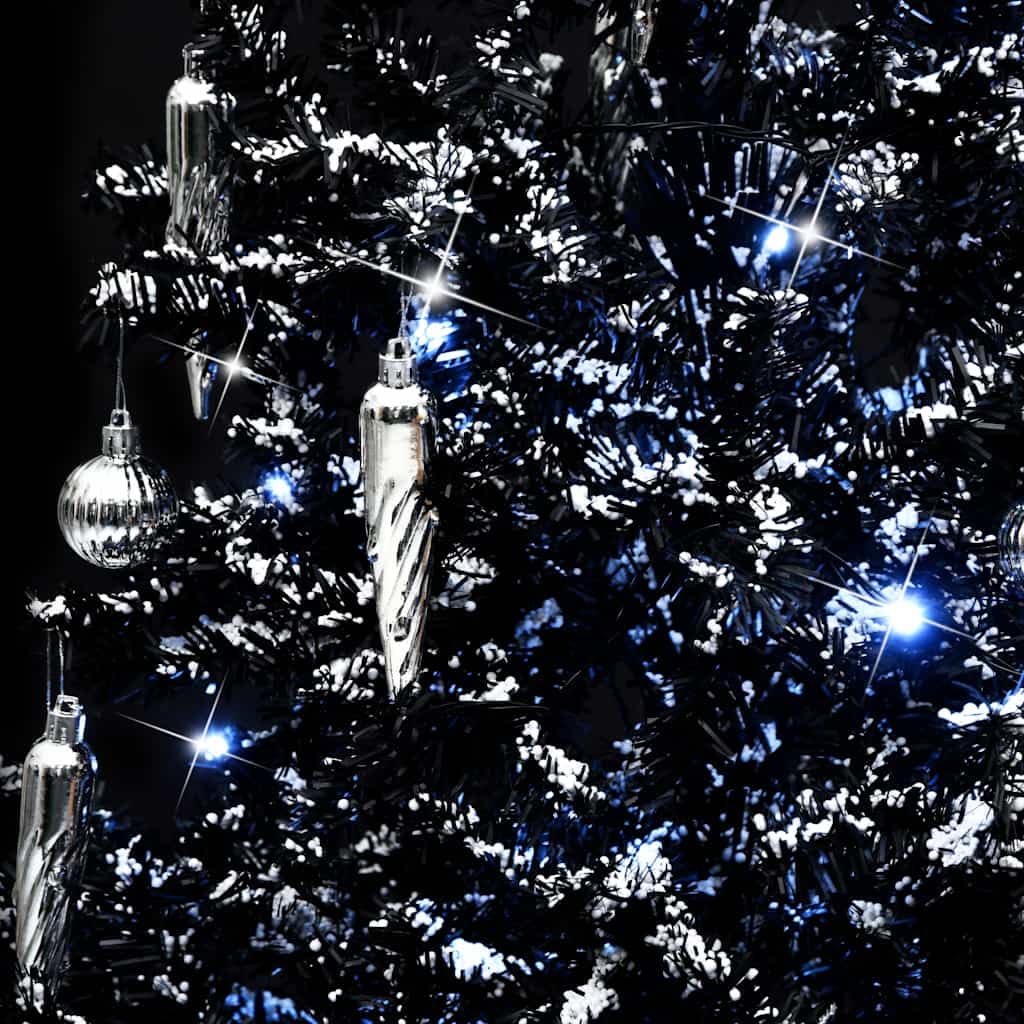vidaXL Schneiender Weihnachtsbaum mit Schirmfuß Schneefall Künstlich Tannenbaum Christbaum Kunstbaum Dekobaum Weihnachten Dekoration Schwarz 170cm PVC