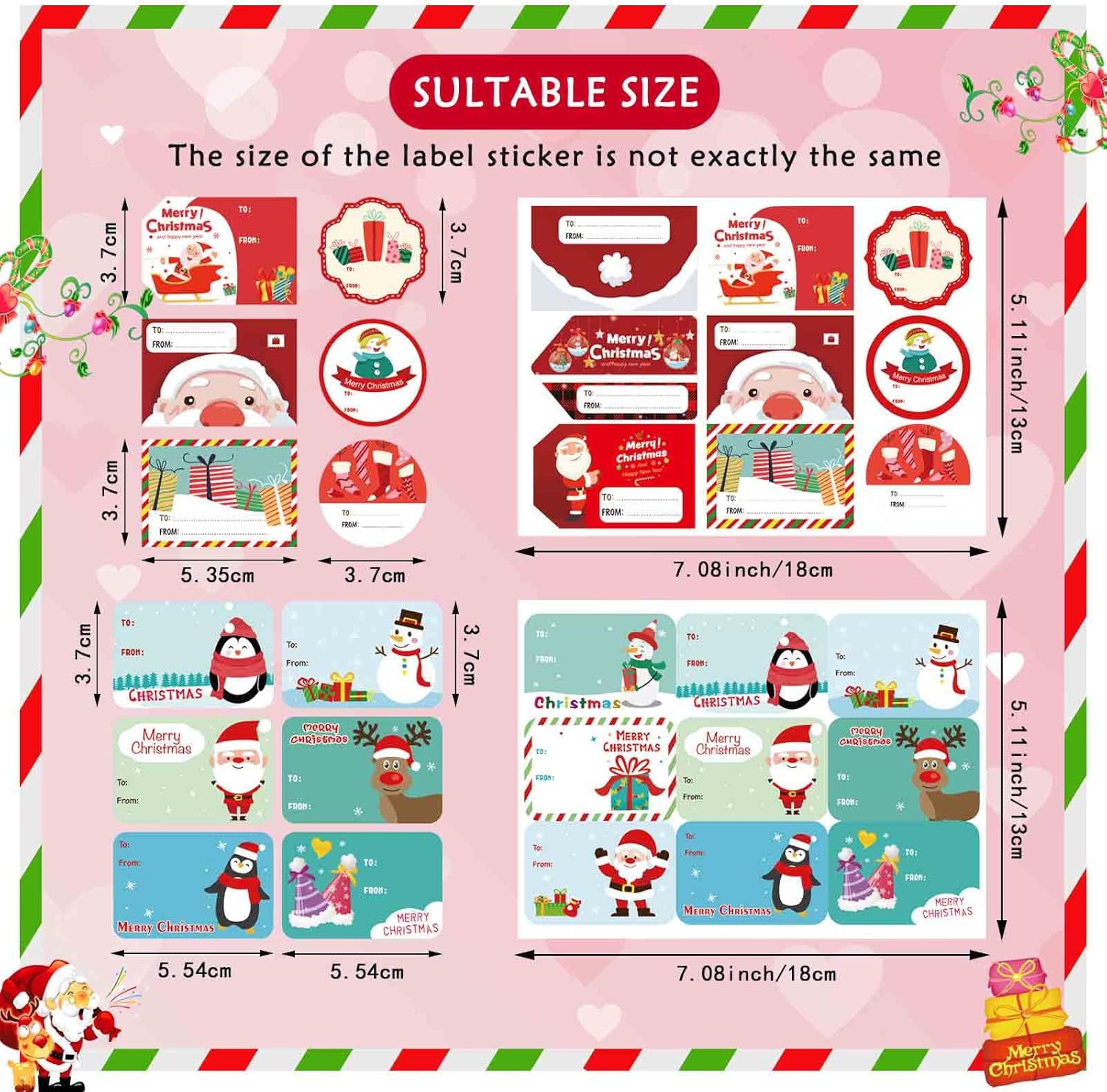 138PCS Christmas Gift Tags, Self Adhesive Christmas Name Tags Stickers, Christmas Labels Stickers Xmas Holiday Present Label - Image 4